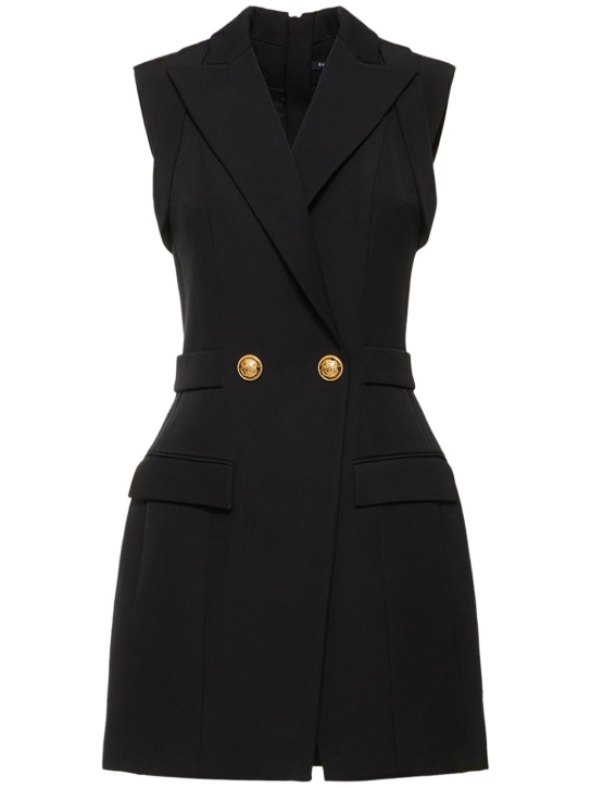 Balmain: Wool twill blazer vest mini dress - women_0 | Luisa Via Roma