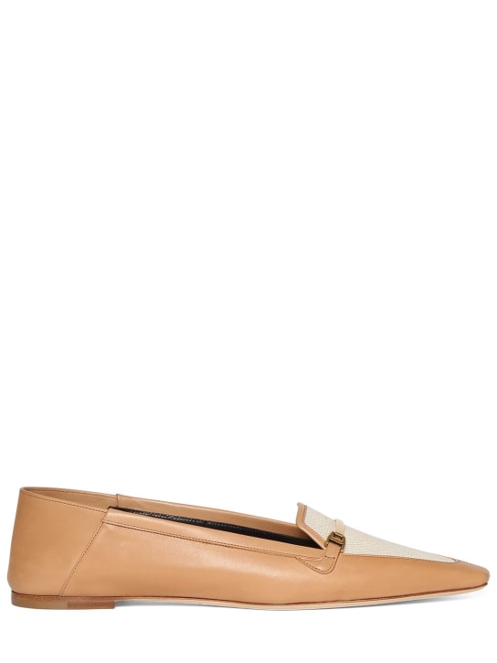 Saint Laurent: 10mm Chris leather loafers - Gold Brown - women_0 | Luisa Via Roma