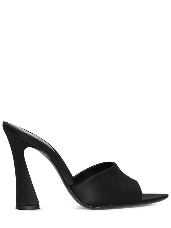 Saint Laurent: 105mm Suite satin mule sandals - Siyah - women_0 | Luisa Via Roma