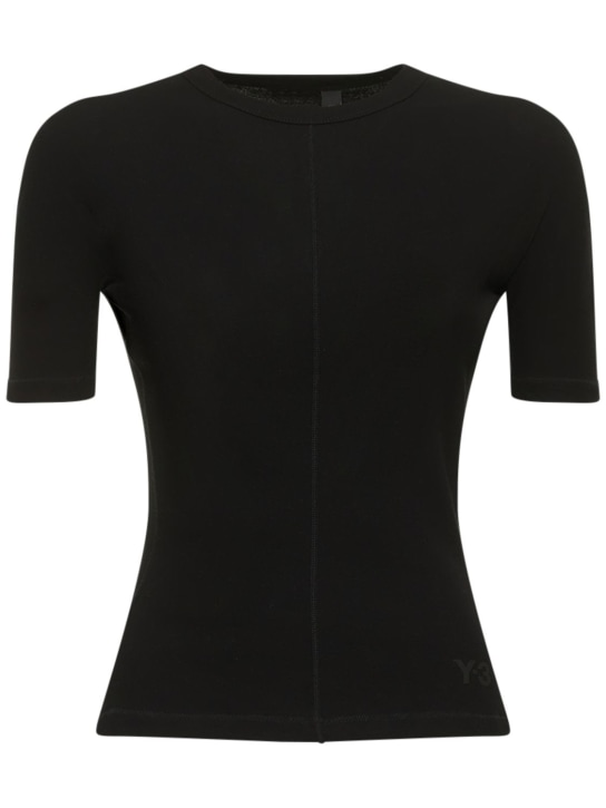 Y-3: Camiseta ajustada - Negro - women_0 | Luisa Via Roma