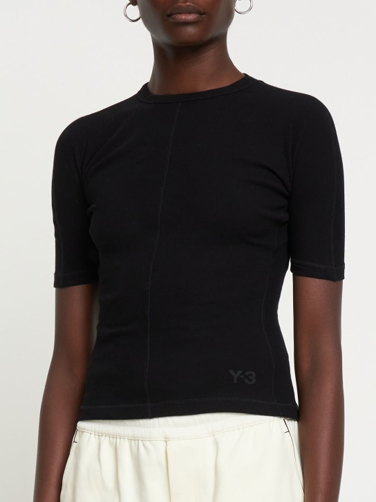 Y-3: Camiseta ajustada - Negro - women_1 | Luisa Via Roma