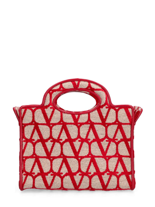 Valentino Garavani: Mini Le Troisième monogram tote bag - Naturale/Rosso - women_0 | Luisa Via Roma