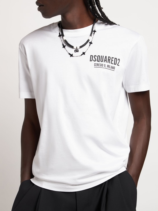Dsquared2: T-shirt Ceresio 9 in jersey di cotone - Bianco - men_1 | Luisa Via Roma