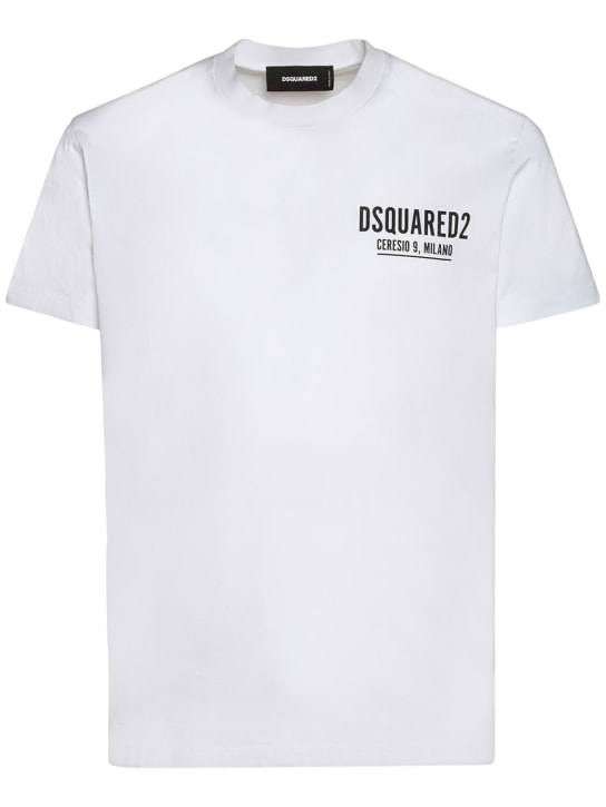 Dsquared2: Ceresio 9 코튼 저지 티셔츠 - 화이트 - men_0 | Luisa Via Roma