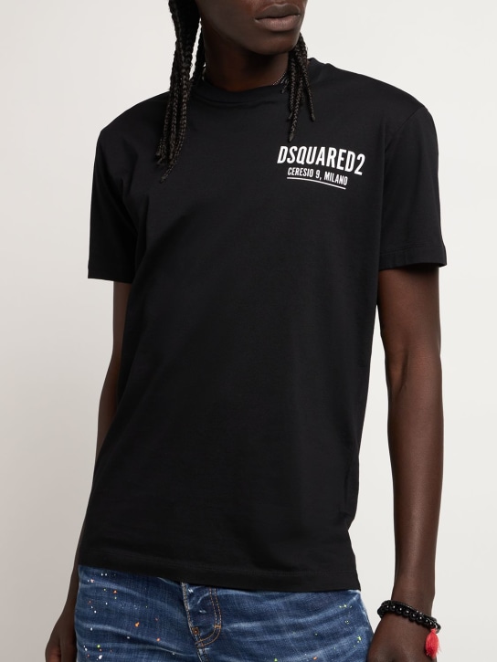 Dsquared2: T-shirt en jersey de coton Ceresio 9 - Noir - men_1 | Luisa Via Roma
