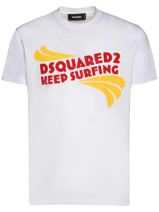 Dsquared2: Keep Surfing cotton t-shirt - White - men_0 | Luisa Via Roma