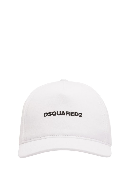 Dsquared2: D2 logo棉质棒球帽 - 白色 - men_0 | Luisa Via Roma