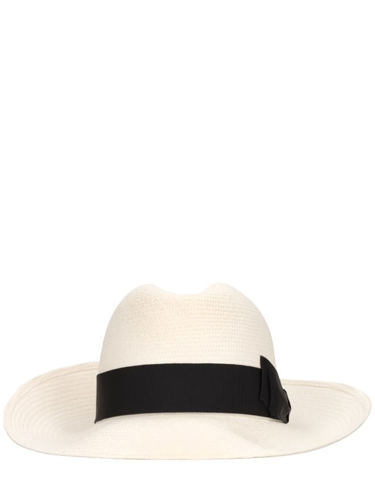 Borsalino: Claudette fine straw panama hat - White/Black - women_0 | Luisa Via Roma
