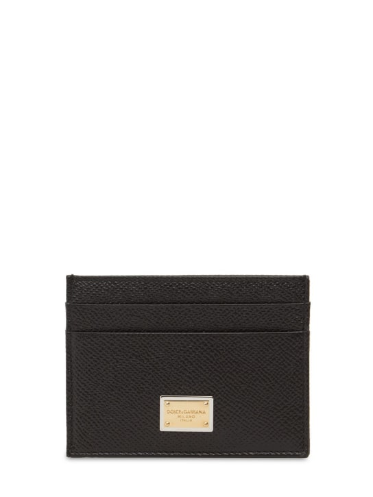 Dolce&Gabbana: Porte-cartes en cuir - Noir - women_0 | Luisa Via Roma