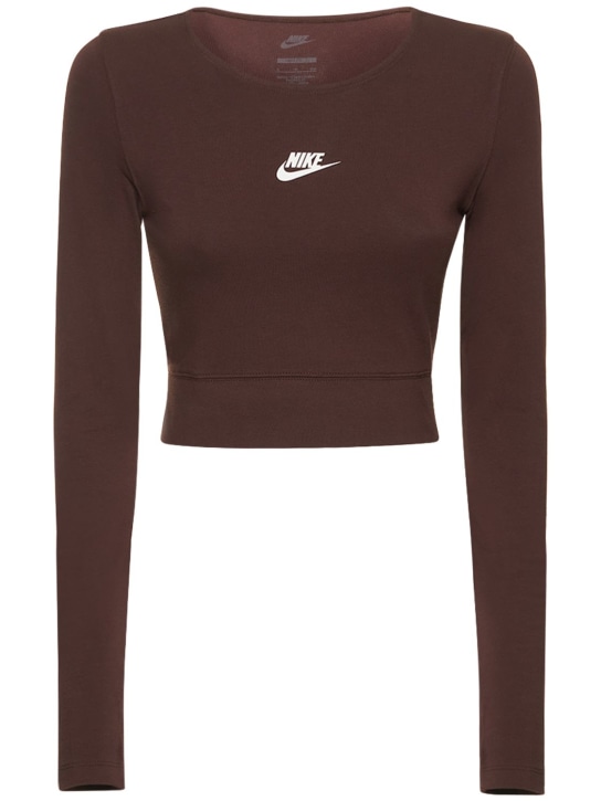 Nike: Crop top a maniche lunghe - women_0 | Luisa Via Roma