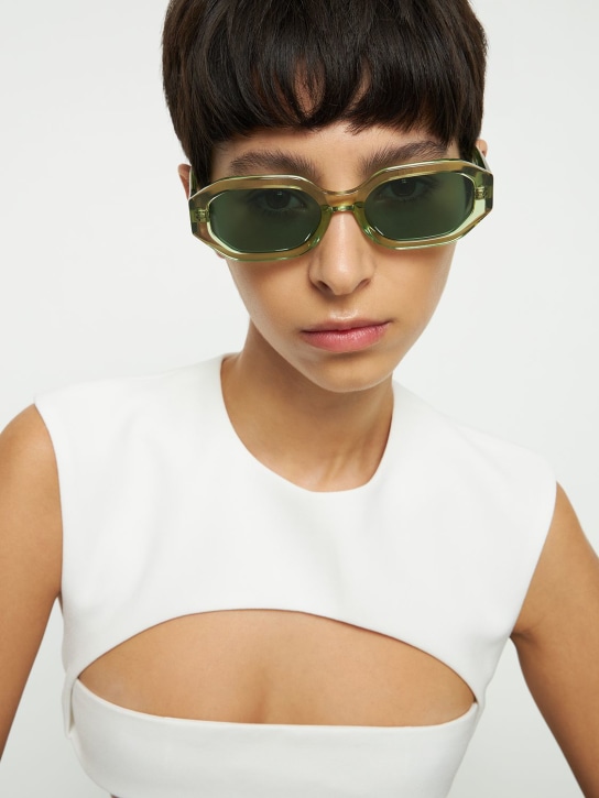 The Attico: Irene squared acetate sunglasses - Lime Green - women_1 | Luisa Via Roma