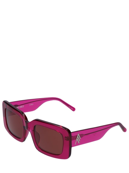 The Attico: Jorja squared acetate sunglasses - Fuchsia/Brown - women_1 | Luisa Via Roma