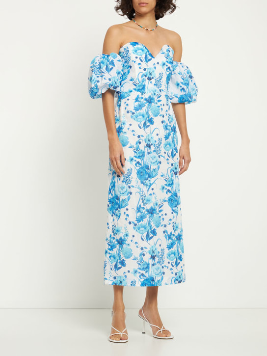 Borgo De Nor: Vestido midi de algodón estampado - Azul/Multi - women_1 | Luisa Via Roma