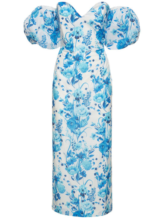 Borgo De Nor: Vestido midi de algodón estampado - Azul/Multi - women_0 | Luisa Via Roma