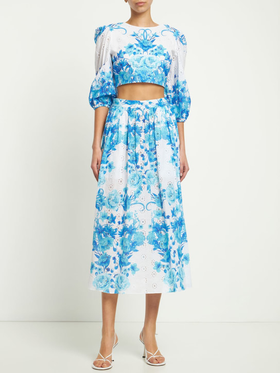 Borgo De Nor: Top de algodón estampado - Azul/Multi - women_1 | Luisa Via Roma