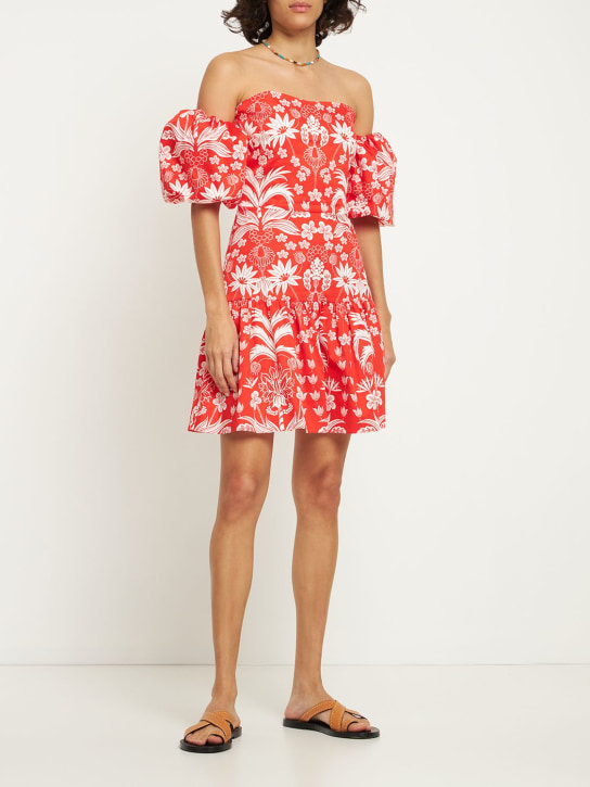 Borgo De Nor: Robe courte en coton imprimé Ziggy - Rouge/Multi - women_1 | Luisa Via Roma