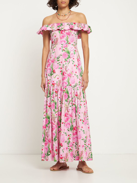 Borgo De Nor: MIDIKLEID AUS BAUMWOLLE MIT DRUCK „FARRAH“ - Pink/Multi - women_1 | Luisa Via Roma