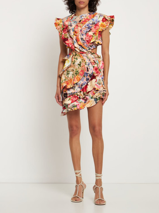 Zimmermann: Vestito Wonderland in lino e seta con ruches - Multicolore - women_1 | Luisa Via Roma