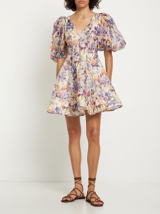Zimmermann: Tama linen & silk puff sleeve mini dress - women_1 | Luisa Via Roma