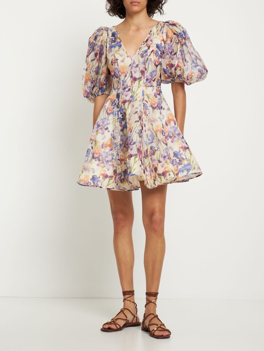 Zimmermann: Robe courte en lin et soie manches bouffantes Tama - women_1 | Luisa Via Roma