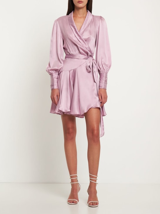 Zimmermann: Silk wraparound mini dress - Lilac - women_1 | Luisa Via Roma