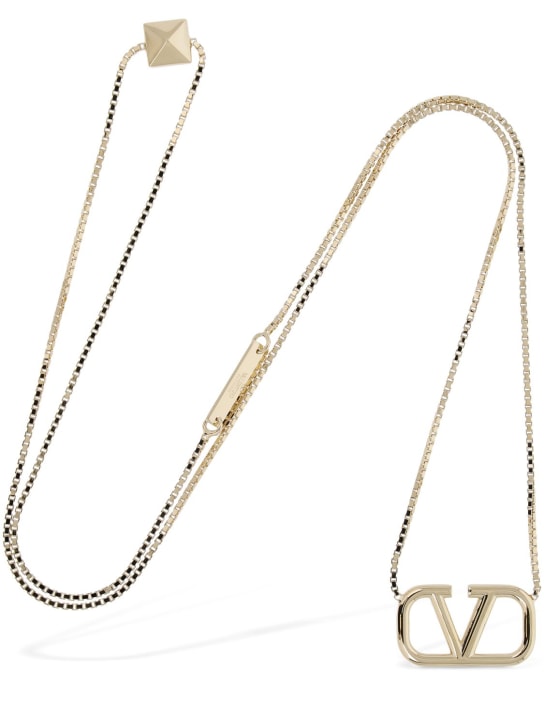 Valentino Garavani: V logo signature long necklace - Gold - men_1 | Luisa Via Roma