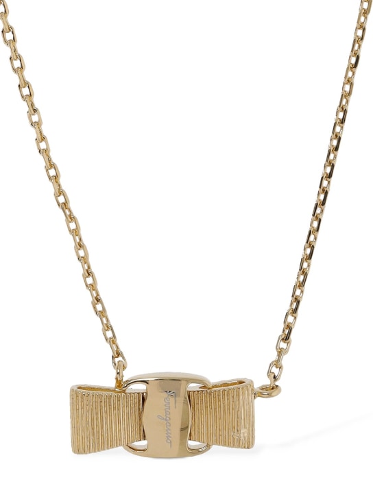 Ferragamo: Vara bow charm necklace - Gold - women_0 | Luisa Via Roma