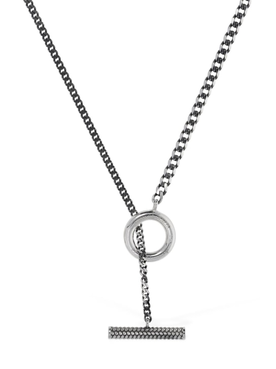 Bottega Veneta: Intreccio silver necklace - Silver - men_0 | Luisa Via Roma