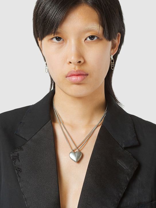 Balenciaga: Lovelock brass necklace - Silver - women_3 | Luisa Via Roma