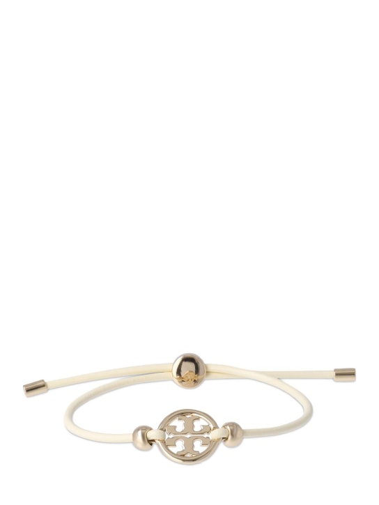 Tory Burch: Miller slider leather bracelet - Ivory/Gold - women_0 | Luisa Via Roma