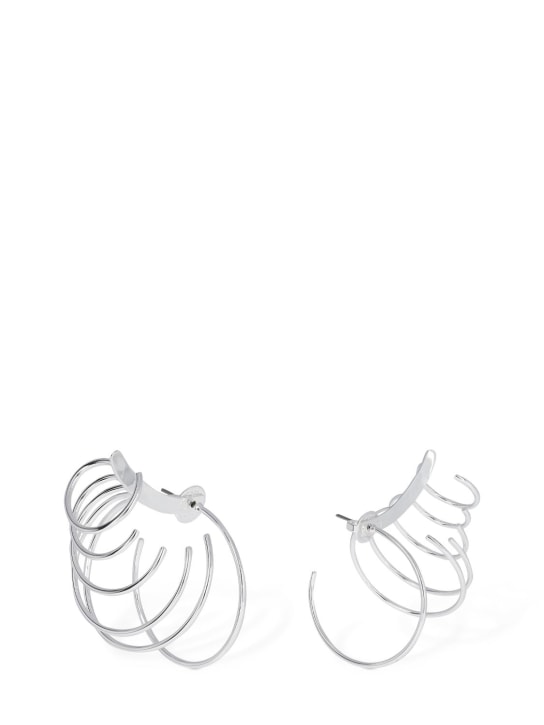 Tory Burch: Multi-hoop ear jacket earrings - Gümüş - women_1 | Luisa Via Roma