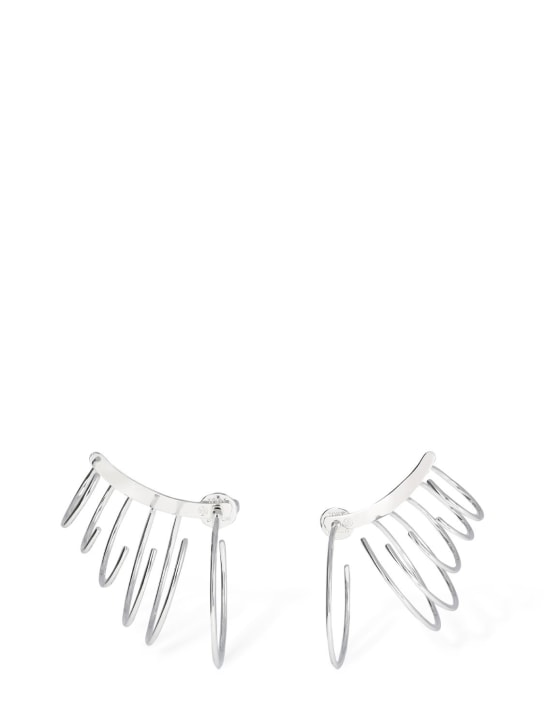 Tory Burch: Multi-hoop ear jacket earrings - Gümüş - women_0 | Luisa Via Roma