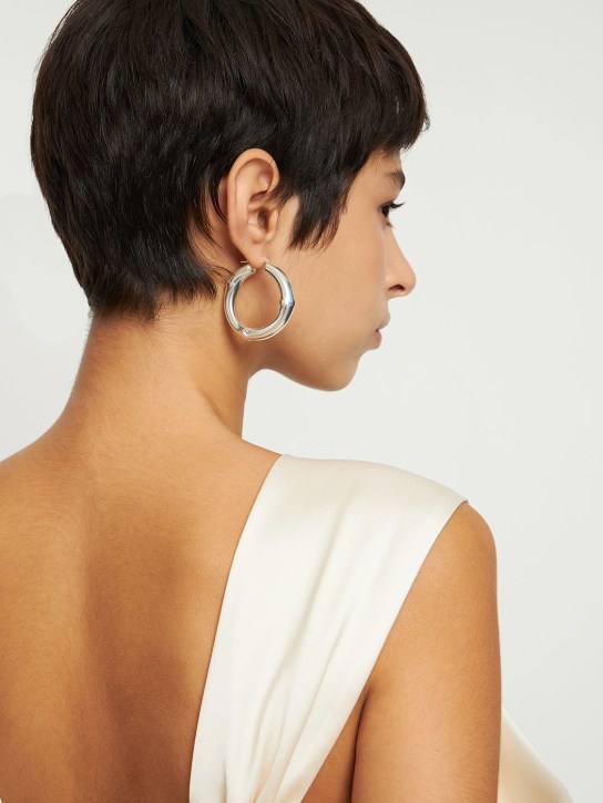 Jil Sander: Bamboo Dream 2 hoop earrings - Silver - women_1 | Luisa Via Roma