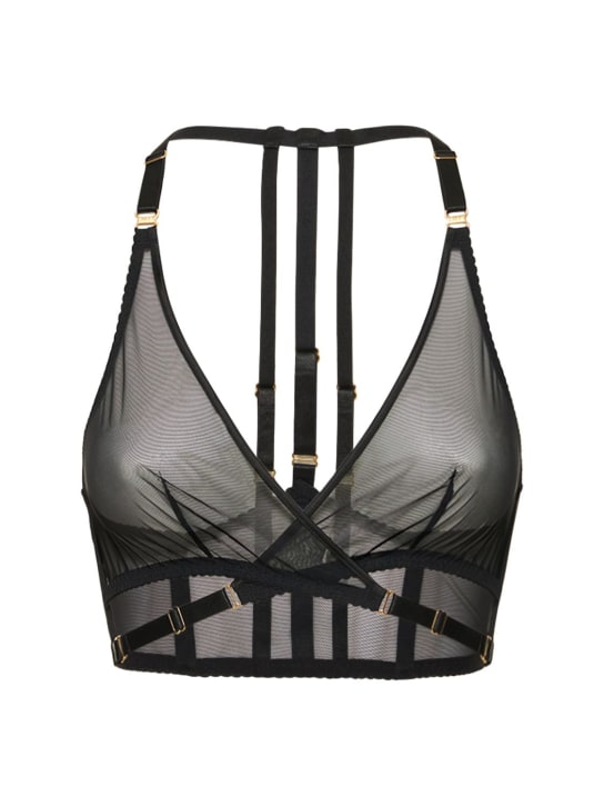Bordelle: Art Deco mesh wrap bra - Black - women_0 | Luisa Via Roma