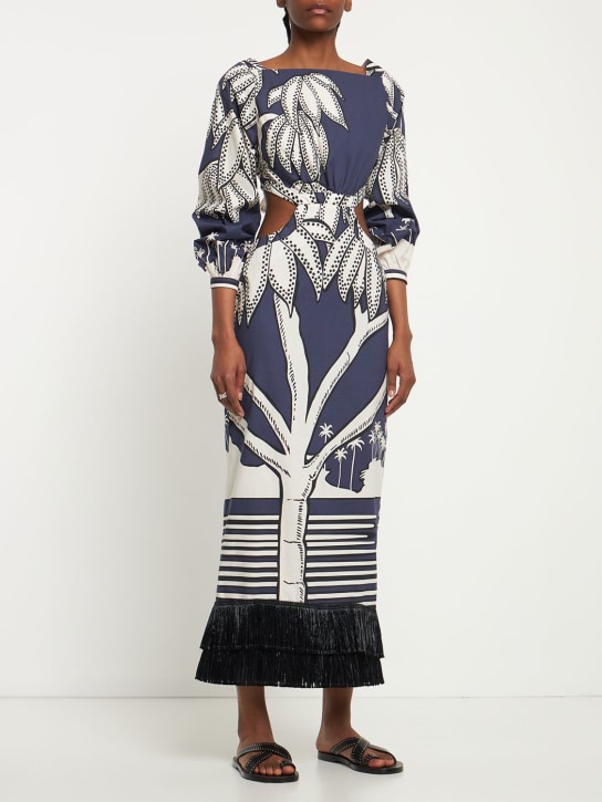 Johanna Ortiz: Holistic jungle print poplin midi dress - Multicolor - women_1 | Luisa Via Roma
