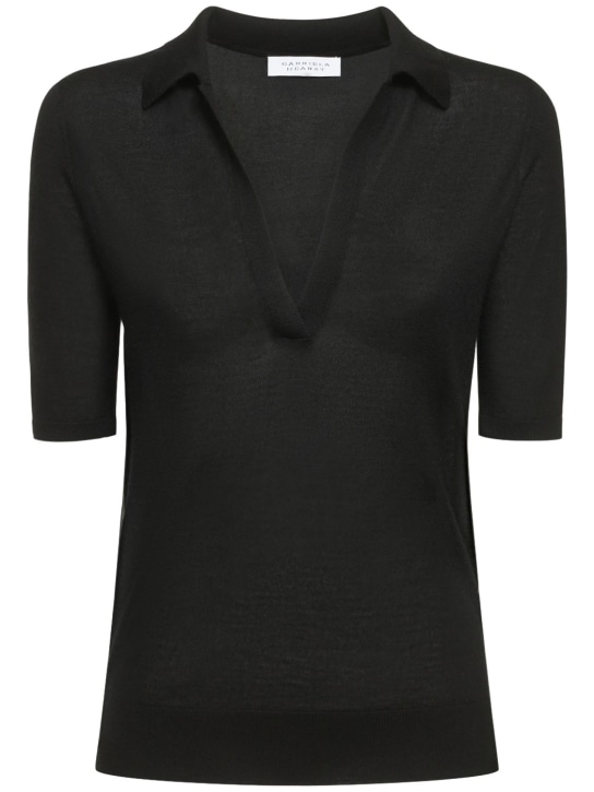 Gabriela Hearst: Frank cashmere & silk knit polo sweater - Black - women_0 | Luisa Via Roma