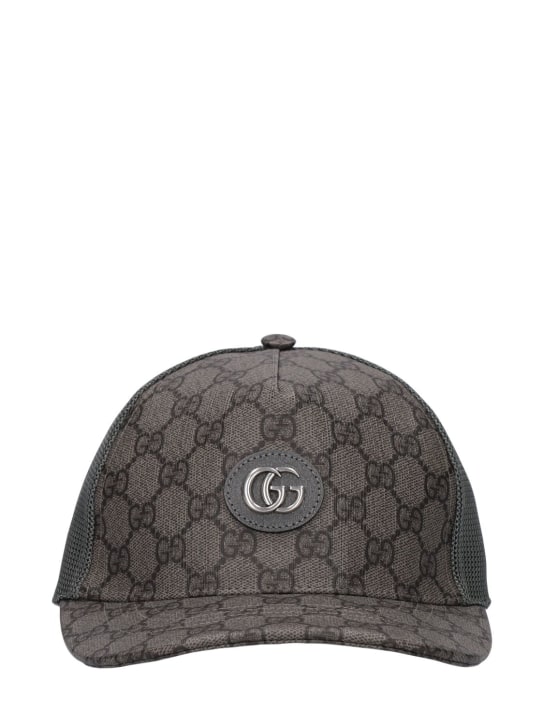 Gucci: GG混棉棒球帽 - 灰色/黑色 - men_0 | Luisa Via Roma