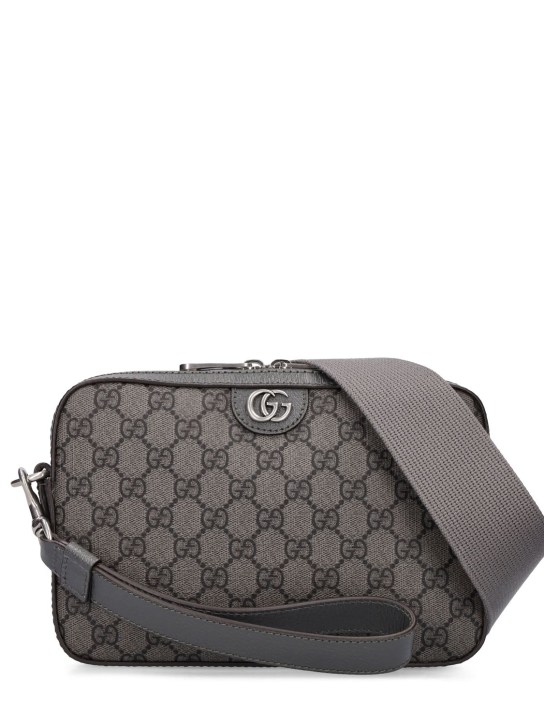 Gucci: Ophidia GG canvas shoulder bag - Grey/Black - men_0 | Luisa Via Roma