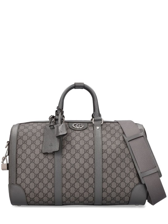 Gucci: GG printed duffle bag - Grey/Black - men_0 | Luisa Via Roma