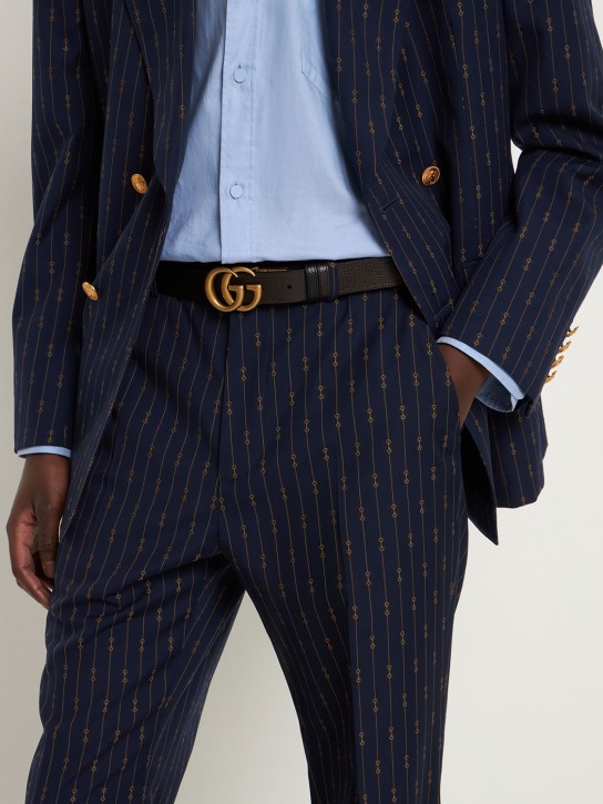 Gucci: 3cm GG reversible belt - Siyah/Kahverengi - men_1 | Luisa Via Roma