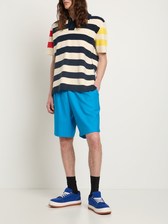 Bonsai: Virgin wool jogging shorts - Blue - men_1 | Luisa Via Roma