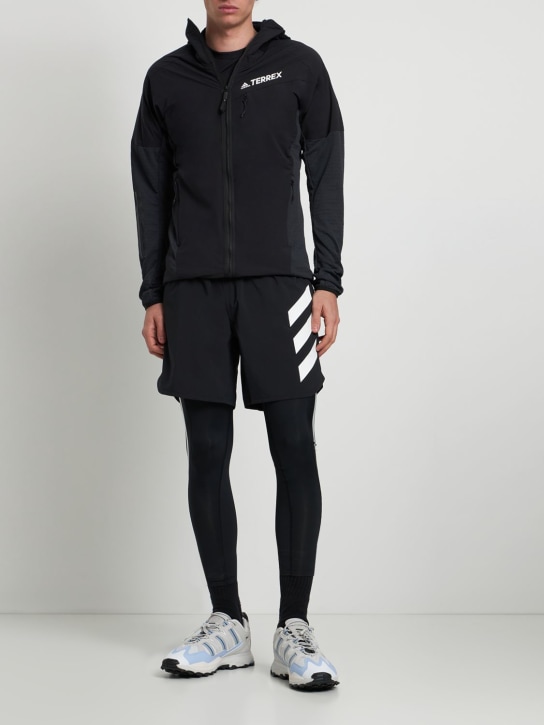 adidas Performance: 3 Stripes tech leggings - Black - men_1 | Luisa Via Roma