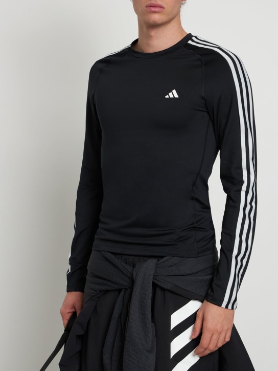 adidas Performance: 3 Stripes long sleeve t-shirt - Black - men_1 | Luisa Via Roma