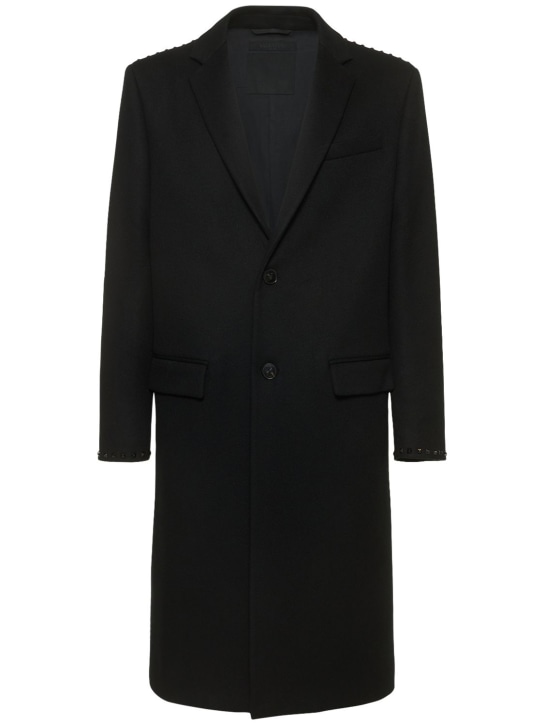 Valentino: Untitled wool & cashmere coat - Black - men_0 | Luisa Via Roma