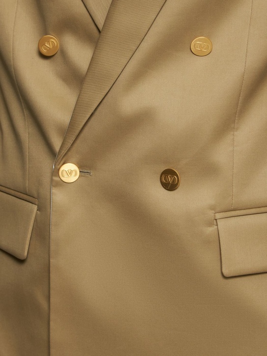 Valentino: Double breast satin blazer - Beige - men_1 | Luisa Via Roma