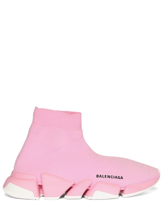 Balenciaga: 30mm Speed 2 니트 스니커즈 - 라이트 핑크 - women_0 | Luisa Via Roma