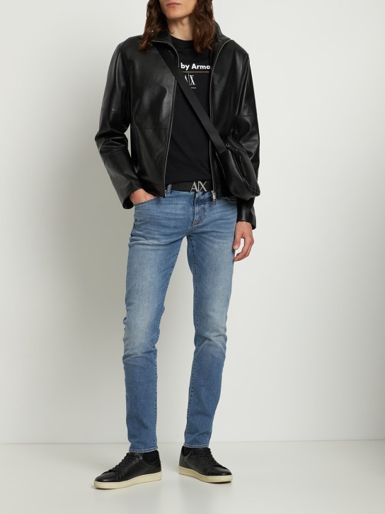 Armani Exchange: Leather biker jacket - men_1 | Luisa Via Roma