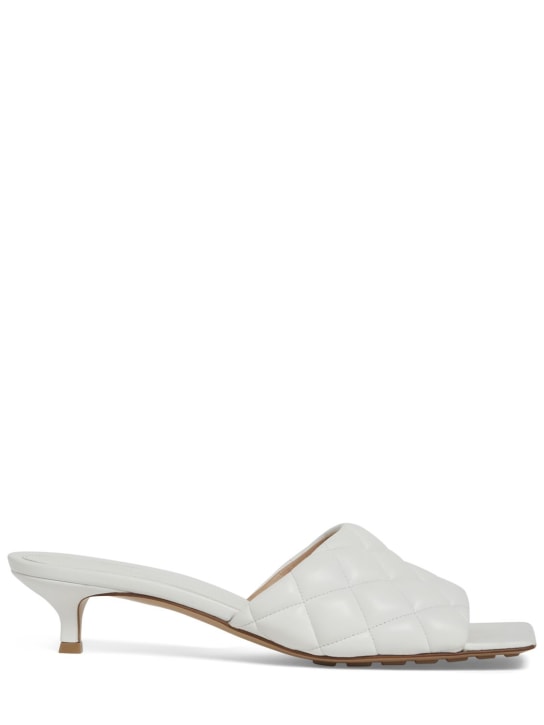 Bottega Veneta: 45mm hohe, gepolsterte Sandaletten aus Leder - Optisches Weiß - women_0 | Luisa Via Roma