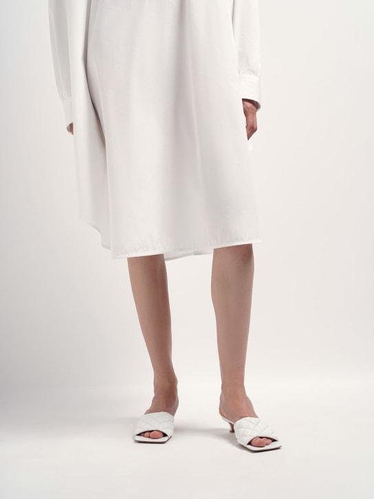 Bottega Veneta: 45mm hohe, gepolsterte Sandaletten aus Leder - Optisches Weiß - women_1 | Luisa Via Roma