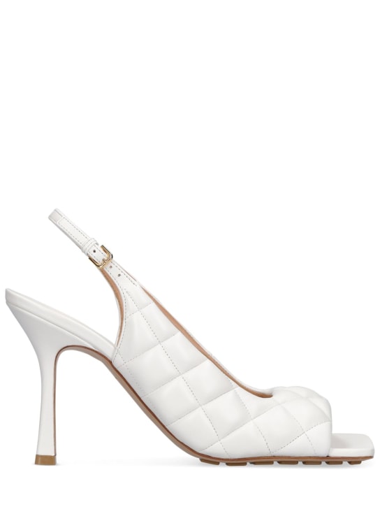 Bottega Veneta: 90mm hohe, gepolsterte Sandalen aus Leder - Optisches Weiß - women_0 | Luisa Via Roma